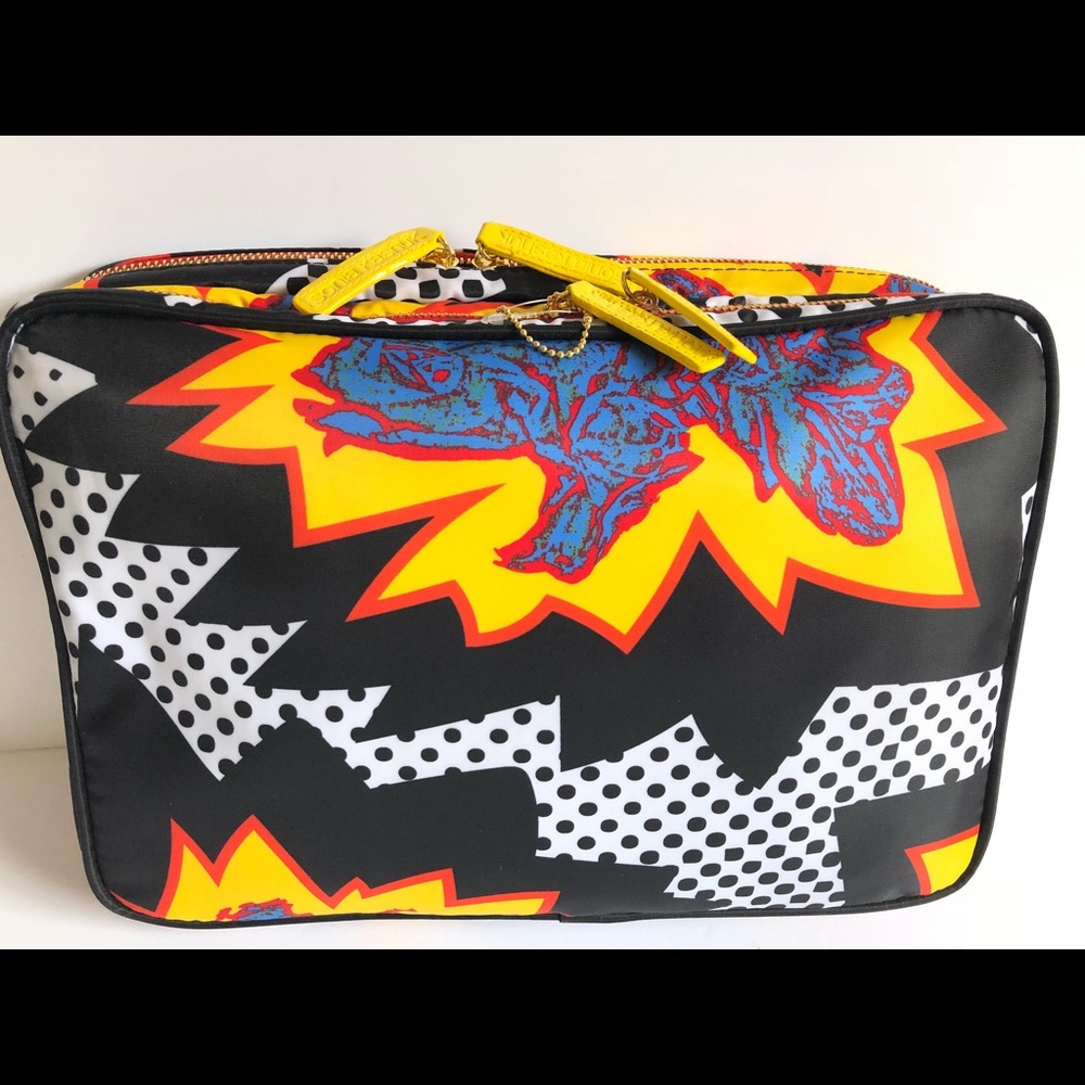 Sonia Kashuk Black Yellow Red Graphic Travel Cosmetic Bag